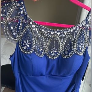 Xscape - Embellished Mock Wrap Gown. Royal Blue Never worn